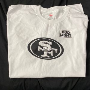 Bud light 49ers Hanes white t shirt
